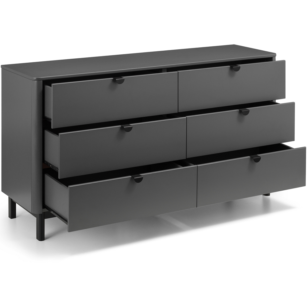 Julian Bowen Chloe 6 Drawer Storm Grey Lacquer Wide Chest of Drawers Image 4