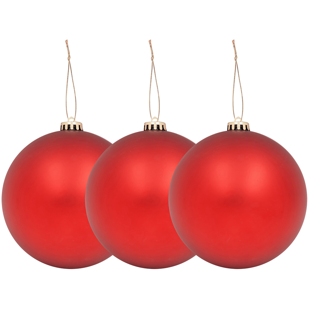 The Christmas Workshop Red Matte Bauble 3 Pack Image 4