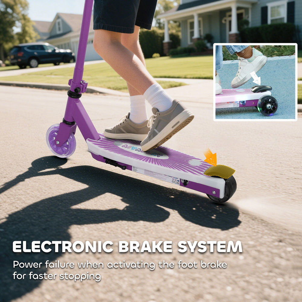 Tommy Toys AIYAPLAY Purple Electronic Ride-On Scooter with Auxiliary Rear Wheels Image 8