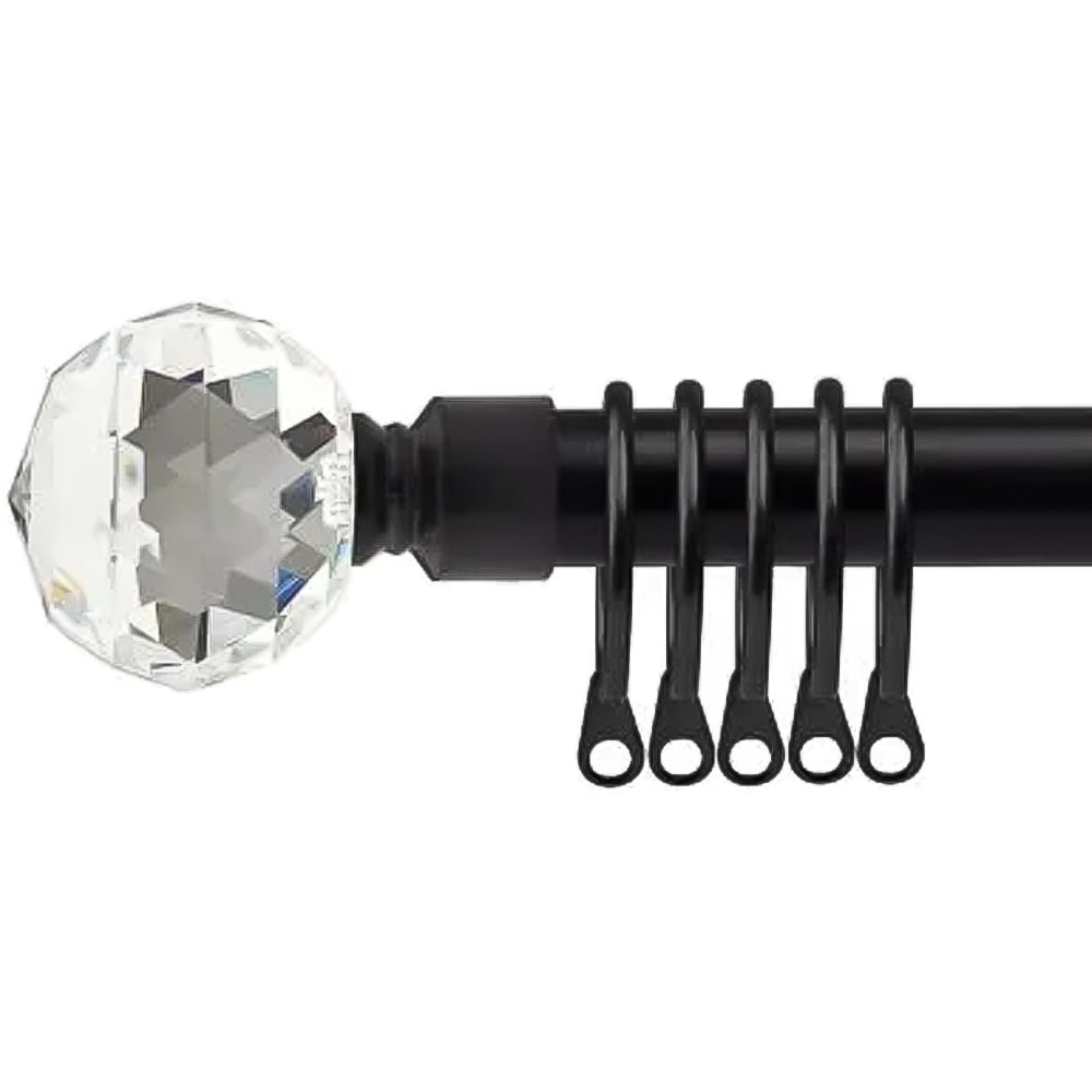 New Edge Blinds 160-300cm Extendable Black Cristalla Metal Curtain Pole Image