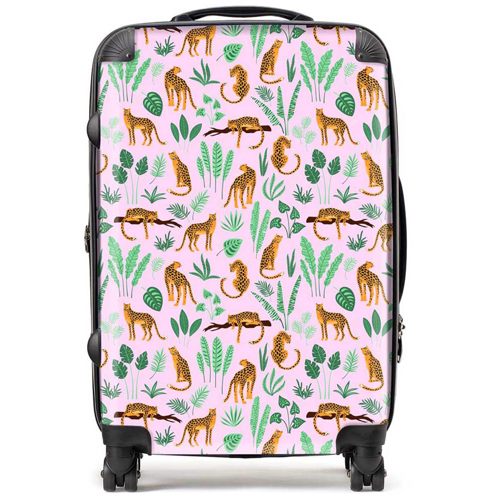 Warren Reed Designer Medium Hand Drawn Leopards Suitcase Image 1