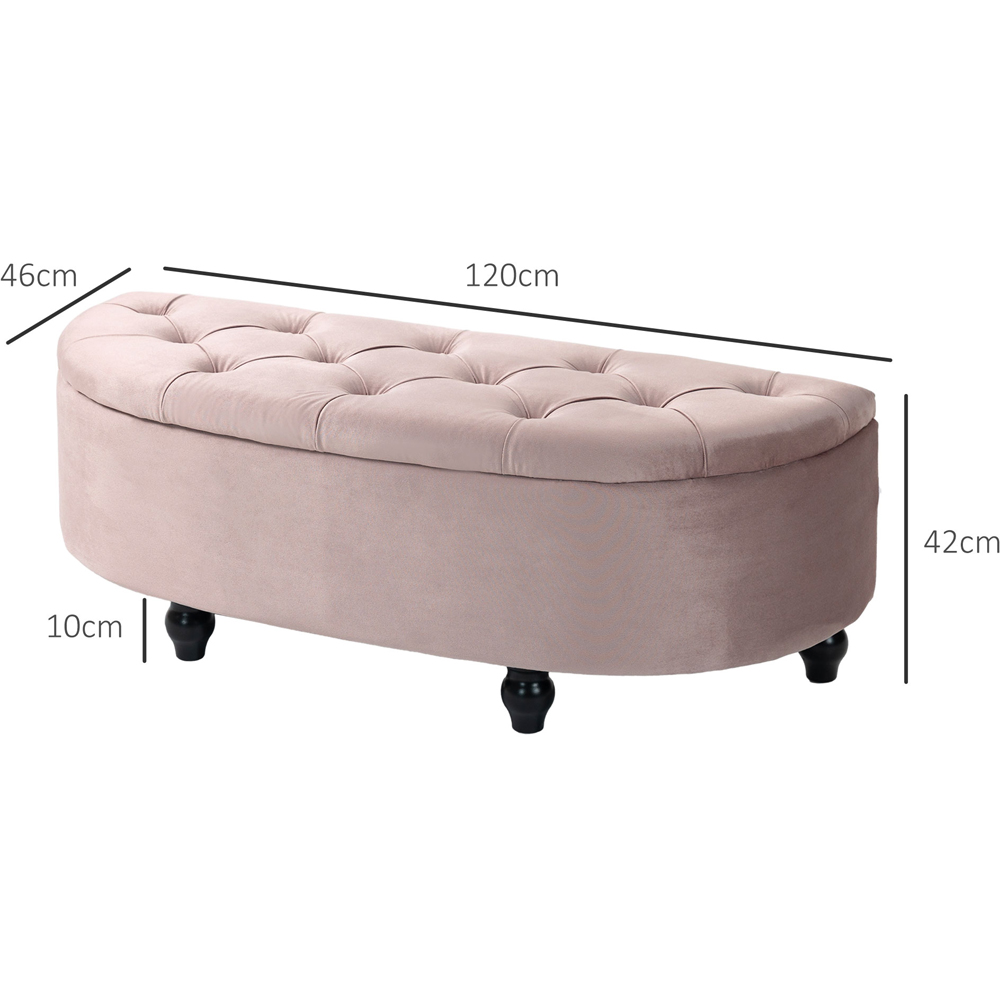 HOMCOM Pink Tufted Semi Circle Bed End Ottoman Bench Image 8