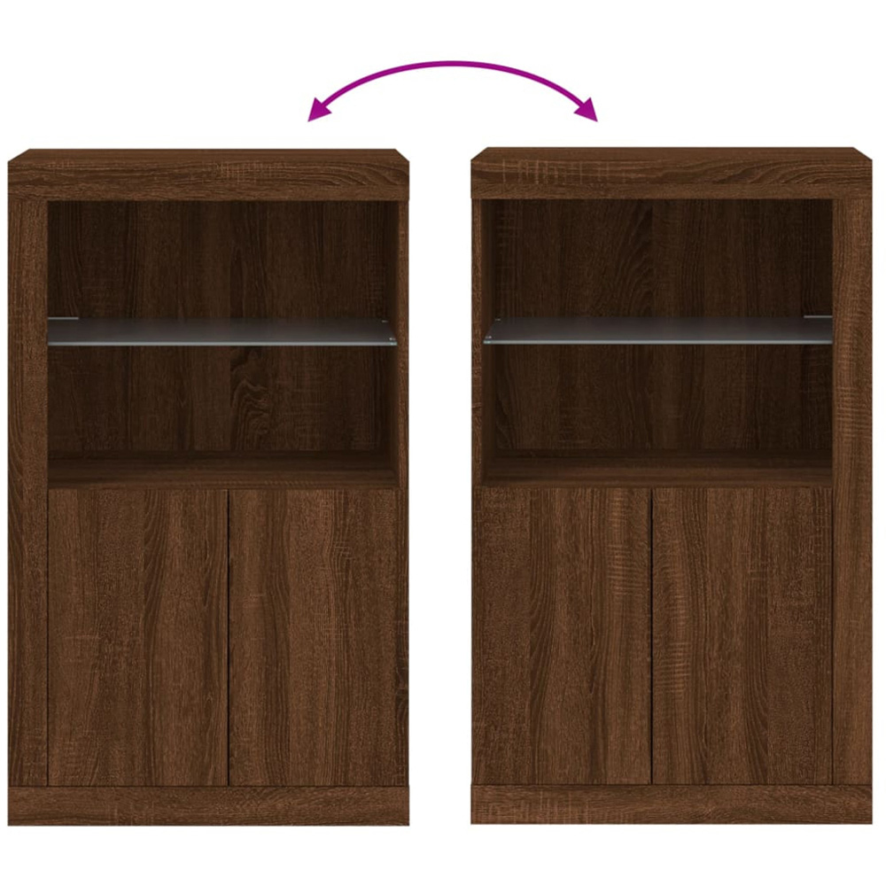 vidaXL 2 Door 2 Shelf LED Brown Oak Side Cabinet Image 9