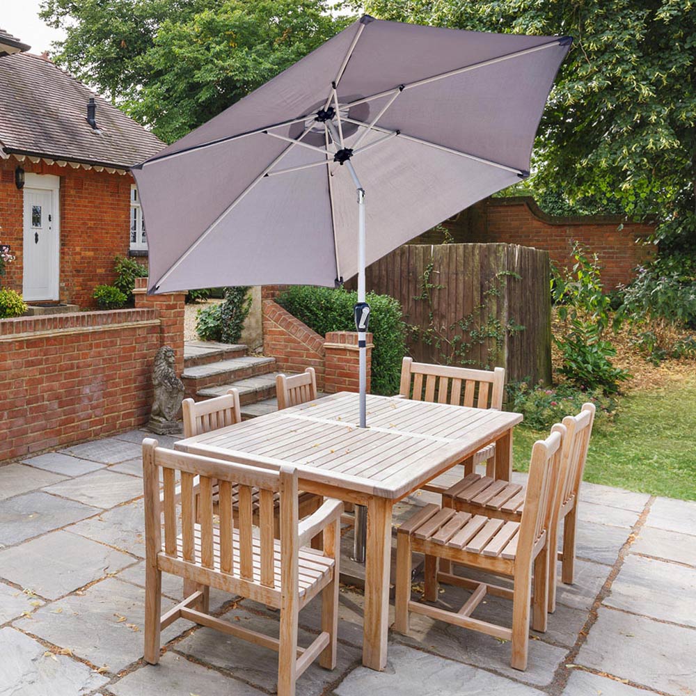 GlamHaus Light Grey Crank and Tilt Parasol 2.7m Image 2