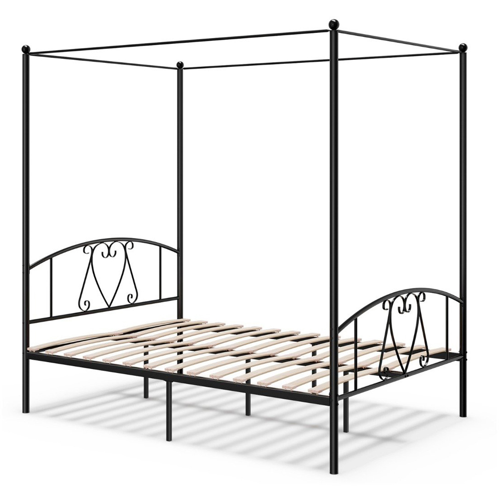 Costway Black Double Size Metal Canopy Bed Frame Image 2
