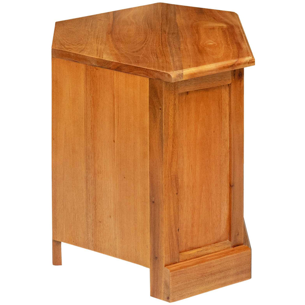 vidaXL Single Drawer 2 Shelf Natural Solid Mahogany Wood Corner TV Cabinet Image 6