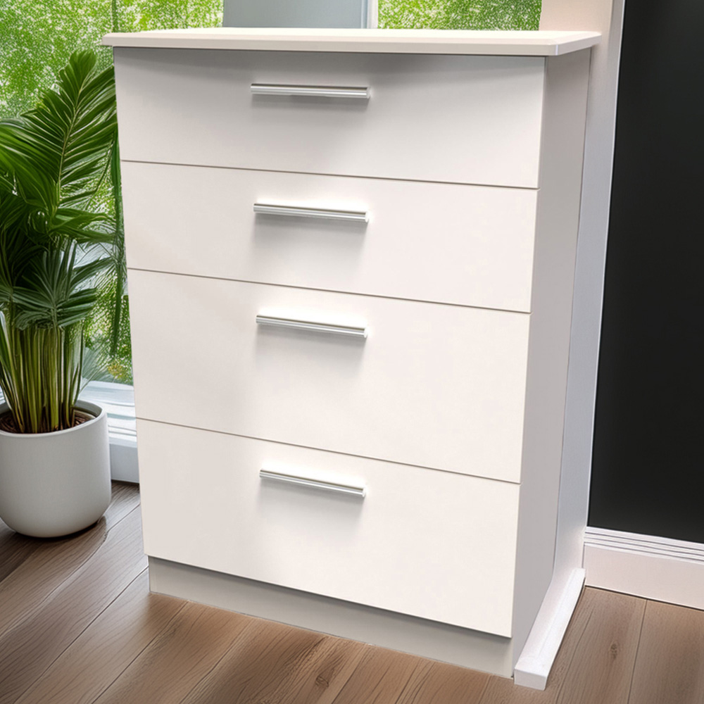 Crowndale Knightsbridge 4 Drawer Kashmir Gloss Deep Chest of Drawers Ready Assembled Image 1