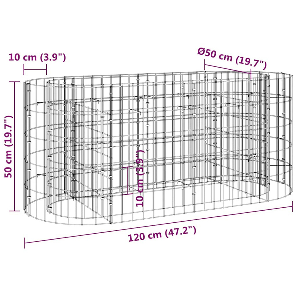 vidaXL Silver Galvanised Iron Gabion Raised Bed 120 x 50 x 50cm Image 7