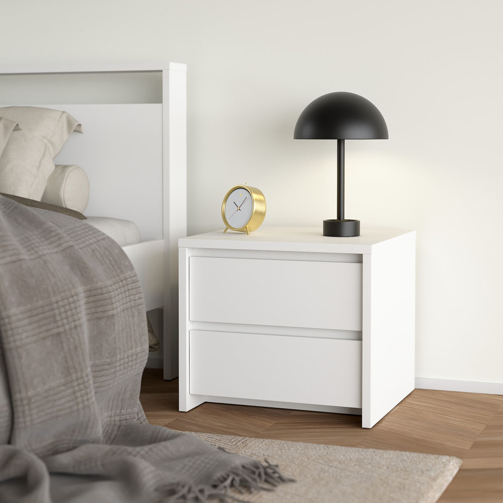 Florence Next 2 Drawer White Nightstand Image 5