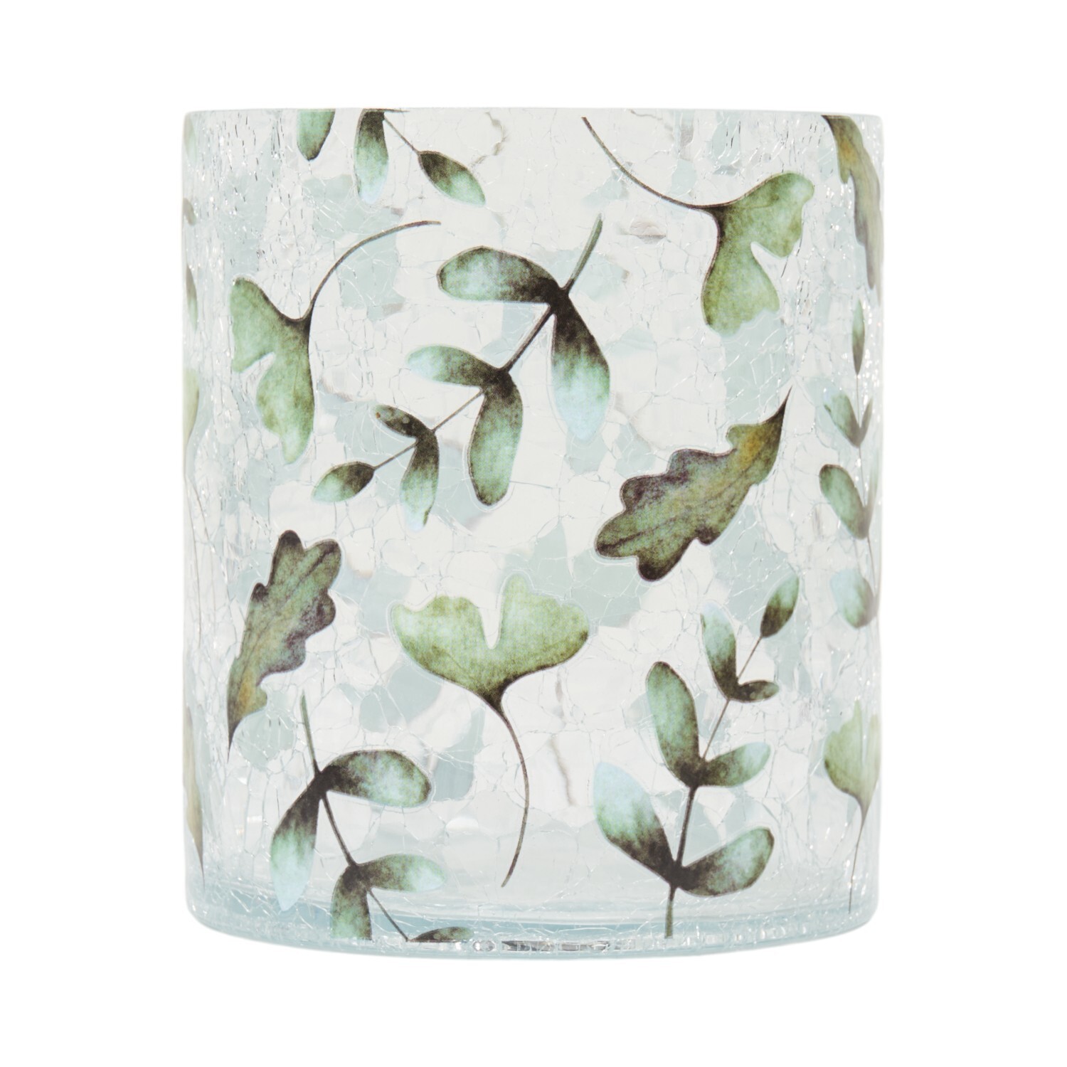 Leaf Crackle Candle Holder Green Image 1