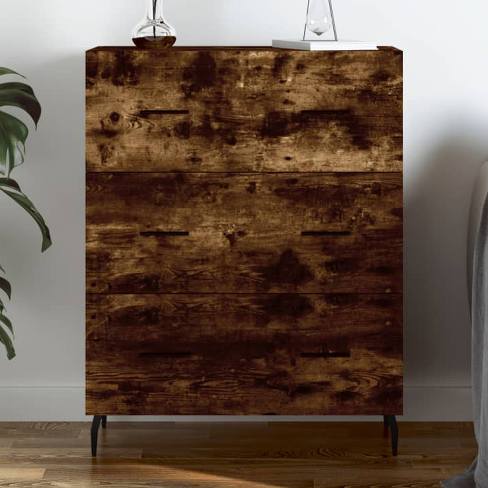 vidaXL 3 Drawer Smoked Oak Sideboard Image 1