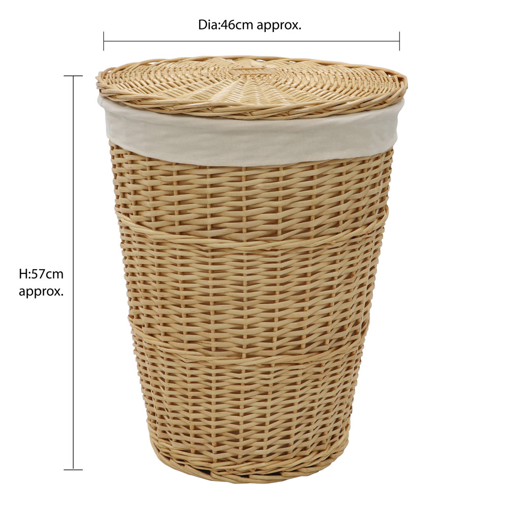 JVL Acacia Honey Round Willow Laundry Basket with Lid 65L Image 5
