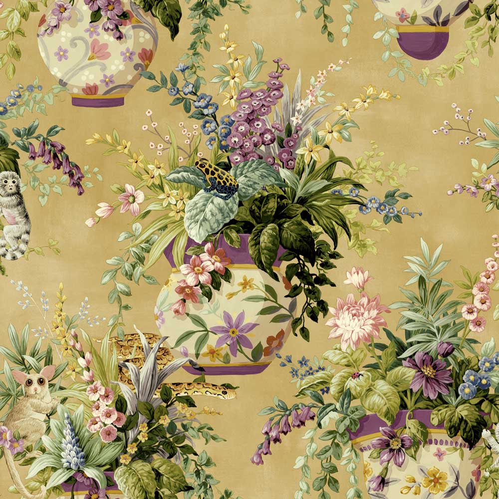 Holden Decor Floral Vase Ochre Wallpaper Image 1