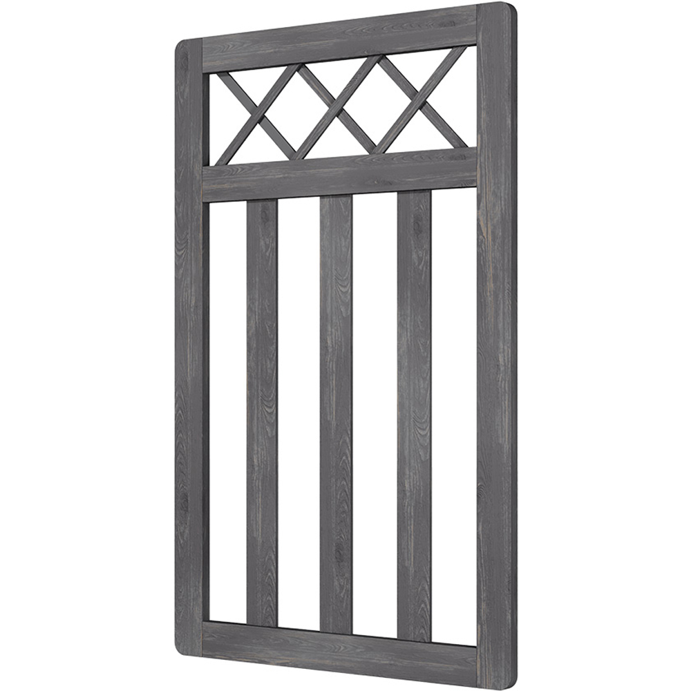 Outdoor Cross Top Wooden Grey Garden Fence Door, 120 x 76 x 2.5cm Image 3