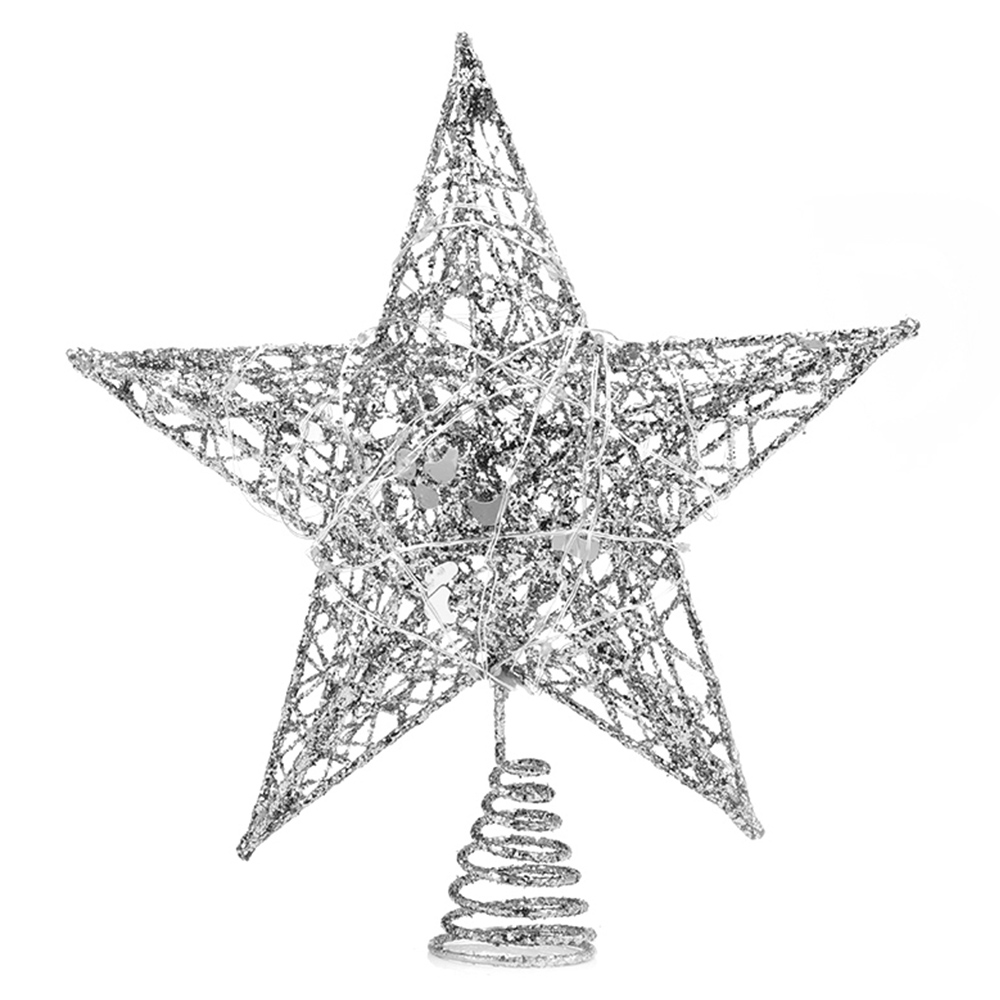 Living and Home Silver Star Christmas Tree Topper 25cm Image 2