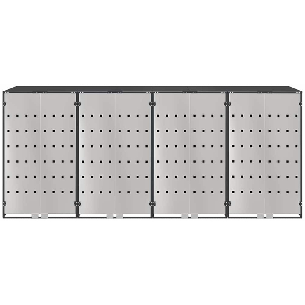 vidaXL Anthracite 4 Wheelie Bin Storage Shed with Stainless Steel Door Image 4