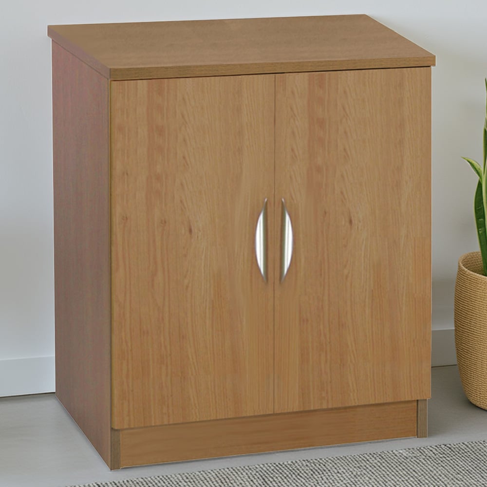R White Cabinets 2 Door Brown Desk Height Cupboard Image 1