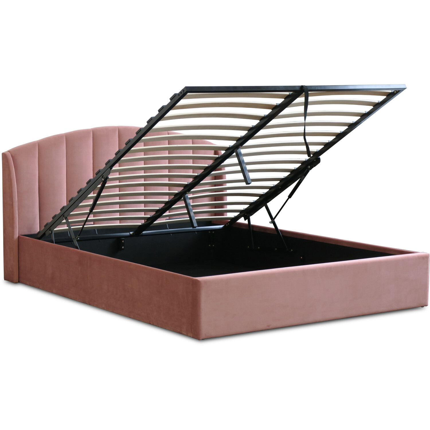 Grace Double Blush Velvet Touch Ottoman Bed Image 8