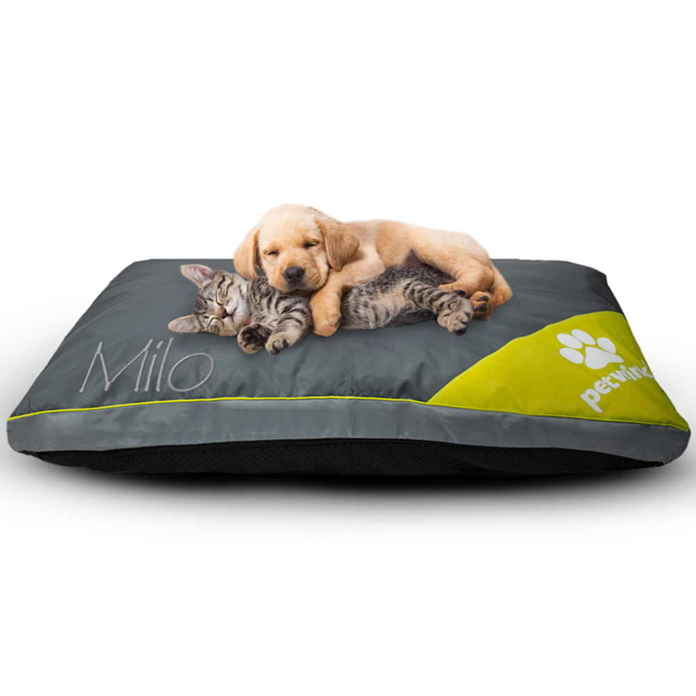 Petwinks Medium Grey and Yellow Waterproof Pet Bed Image 2