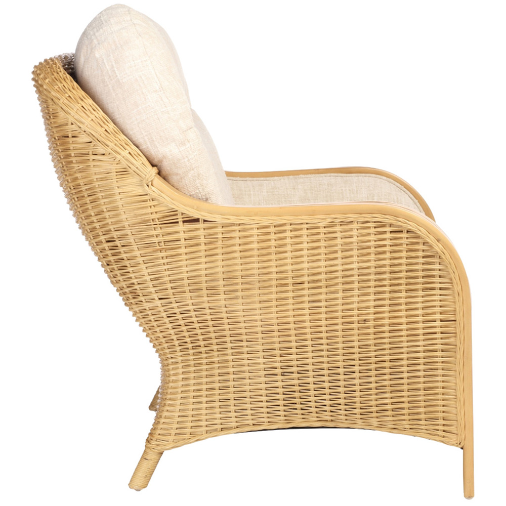 Desser Furniture Centurion 3 Seater Natural Rattan and Cotton Cream Sofa Image 4