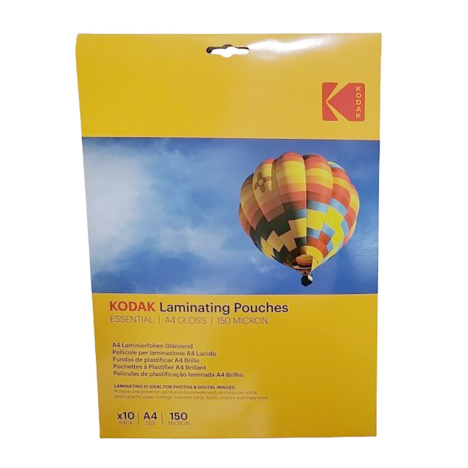 Pack of 10 Kodak Essential Laminating Pouches A4 Image 1