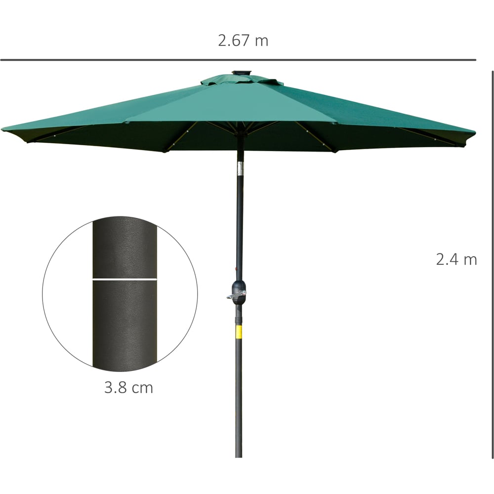 Outsunny Green Solar LED Crank and Tilt Garden Parasol 2.7m Image 7