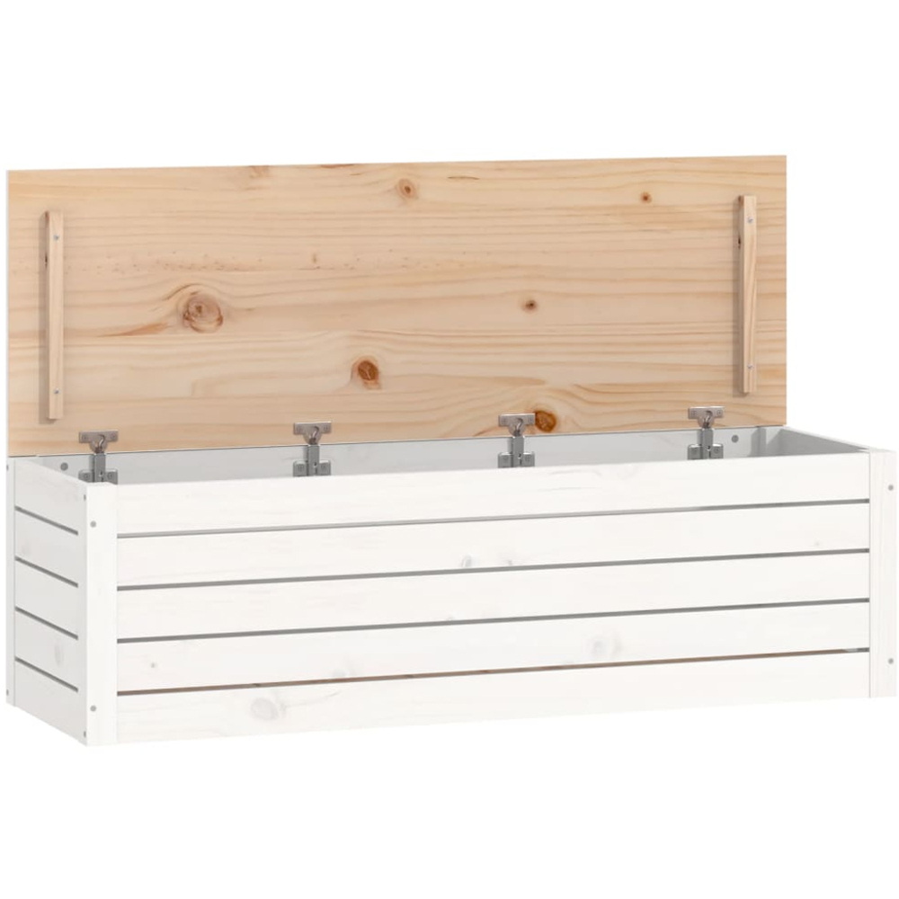 vidaXL White Solid Pine Wood Storage Box with Lid 109 x 36.5 x 33cm Image 3