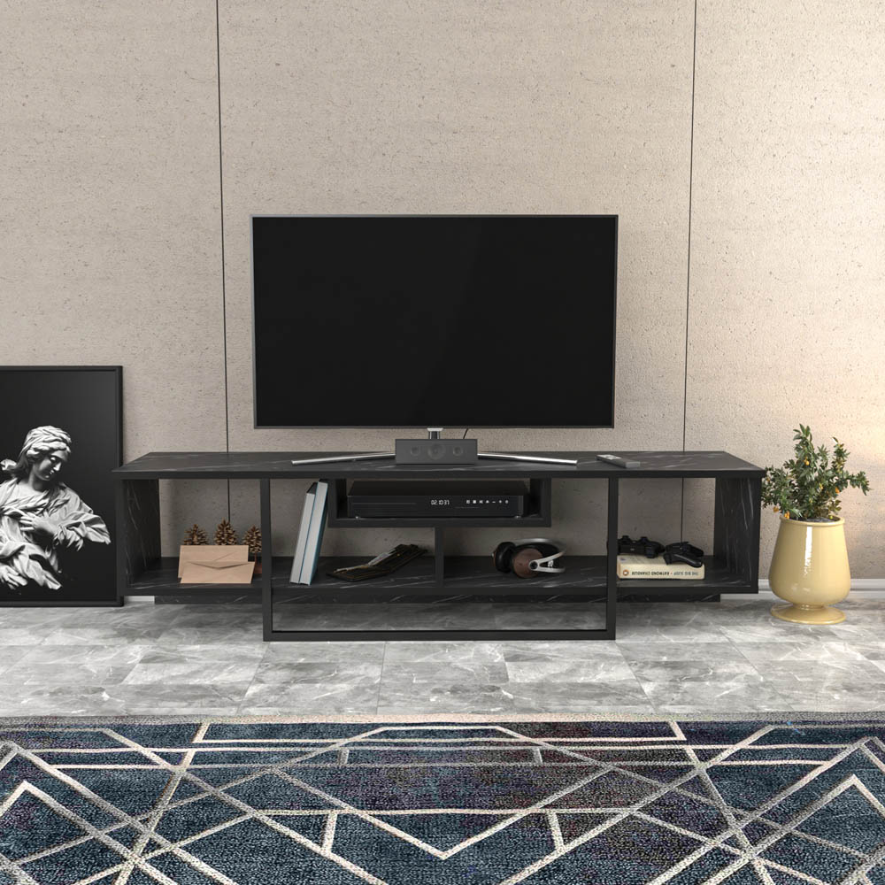 Decorotika Asal 3 Shelf Bendire and Black Modern TV Unit Image 3