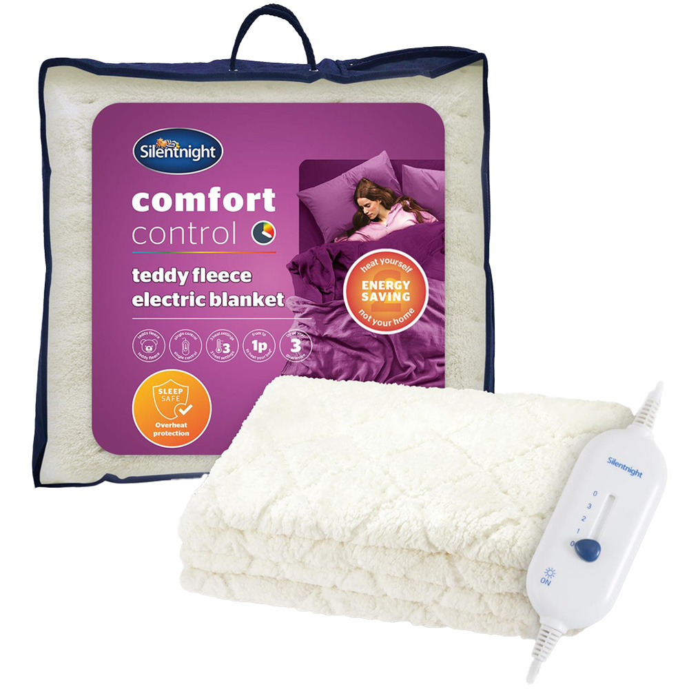 Silent Night Comfort Control Double Cream Teddy Fleece Electric Blanket Image 2