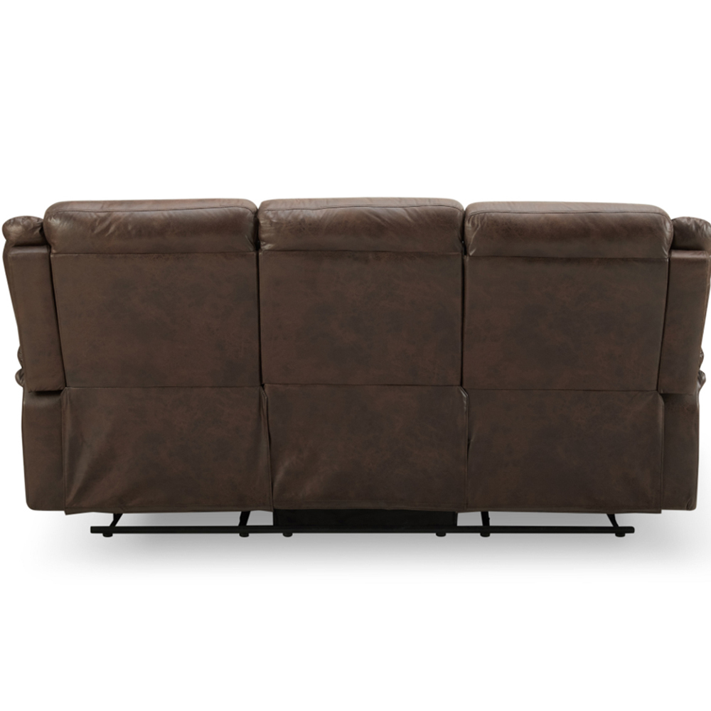 Home Detail Rowan 3 Seater Brown Faux Leather Manual Recliner Sofa Image 6