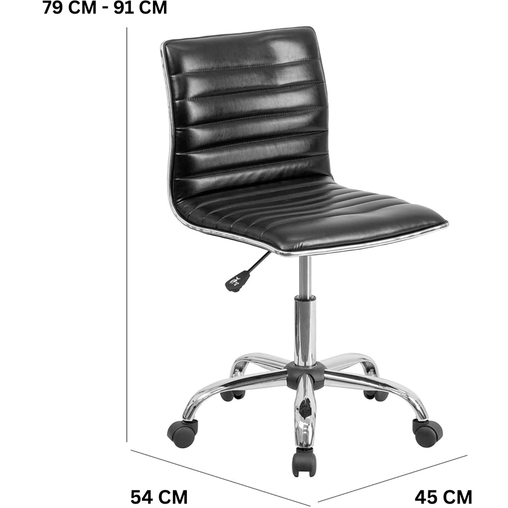 FWStyle Black Faux Leather Ribbed Designer Office Chair Image 6