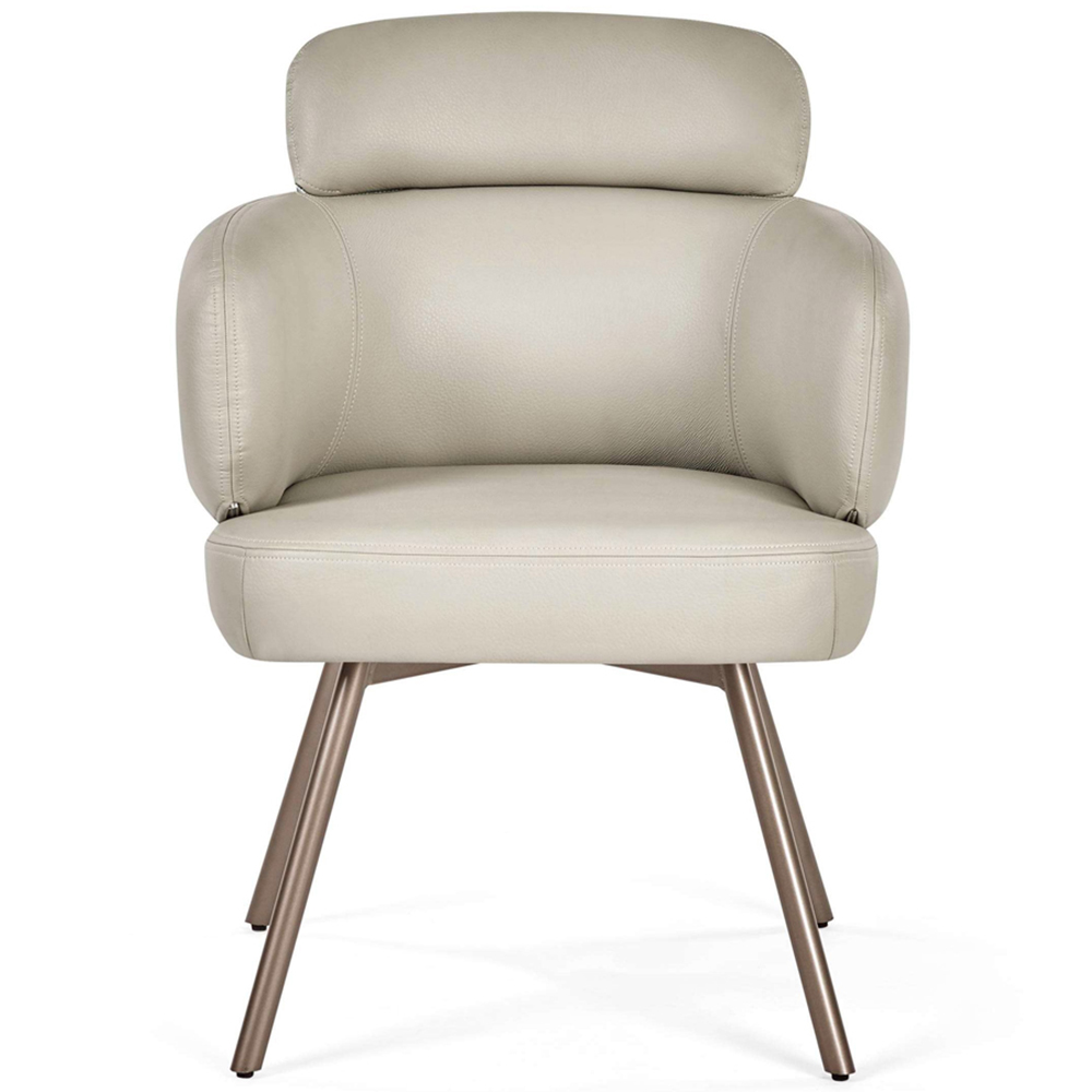 Julian Bowen Callisto Set of 2 Beige Faux Leather Swivel Dining Chair Image 4