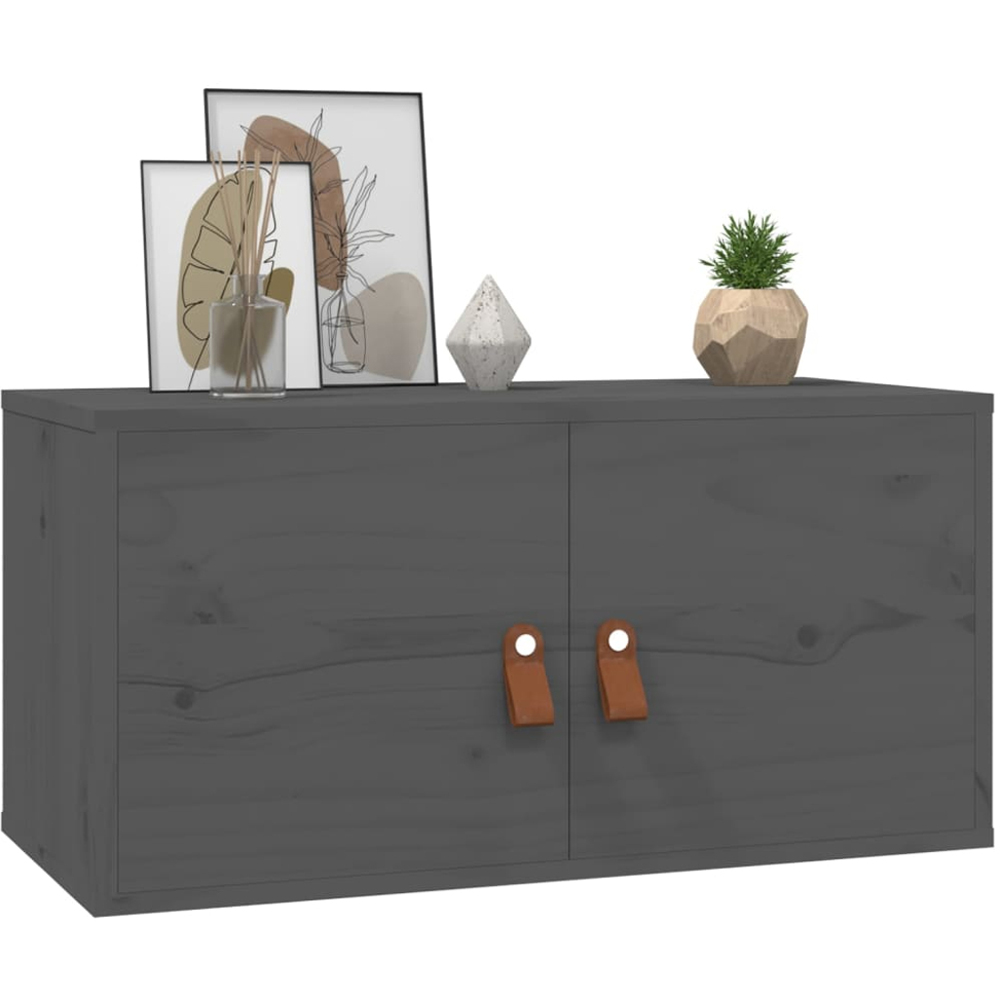 vidaXL 2 Door Grey Solid Pine Wood Wall Cabinet Set of 2 Image 6
