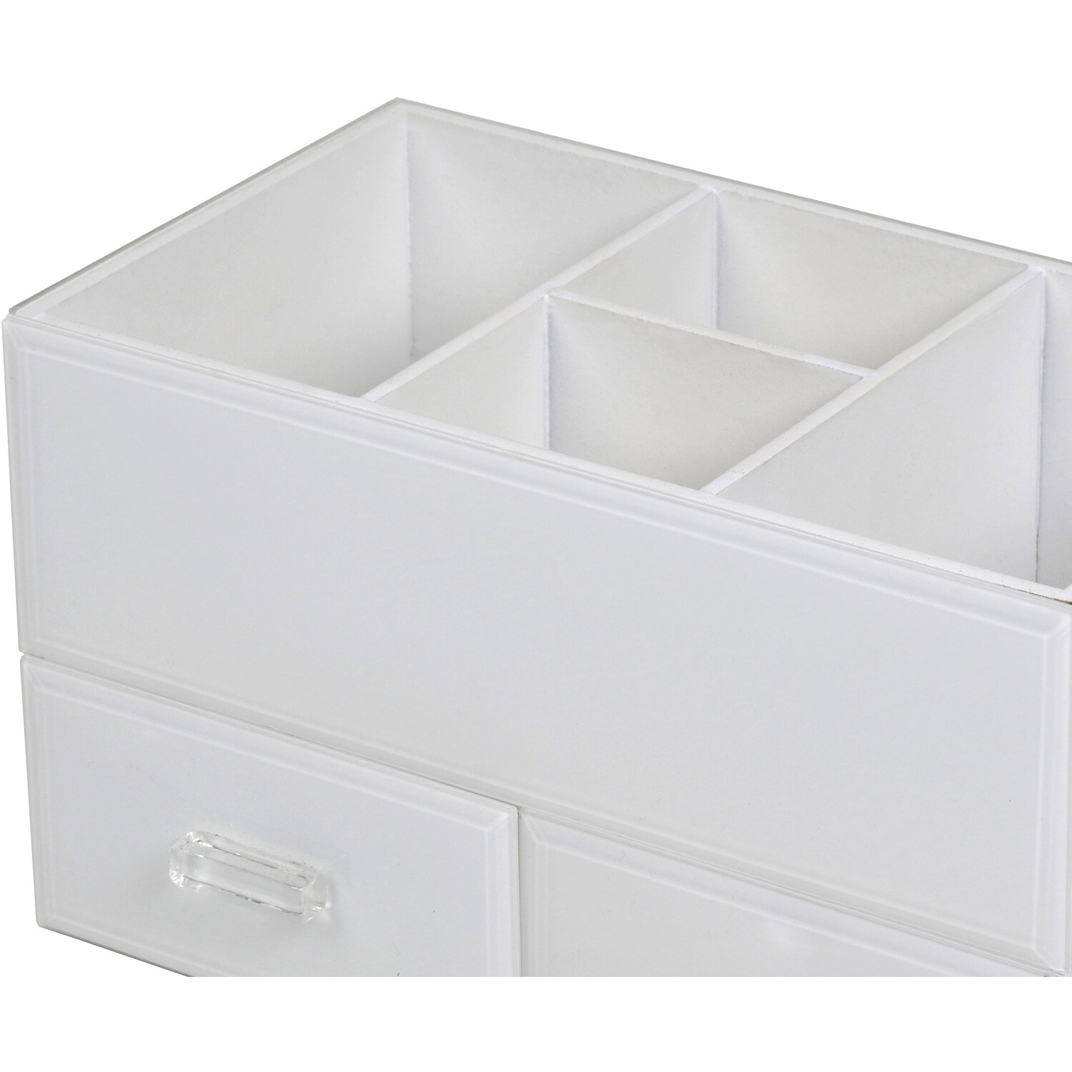 White 2 Drawer Glass Cosmetic Box Image 3