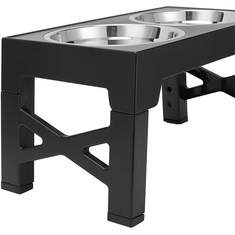 H&O Direct Stainless Steel Height Adjustable Elevated Double Bowl Pet Feeder Image 3