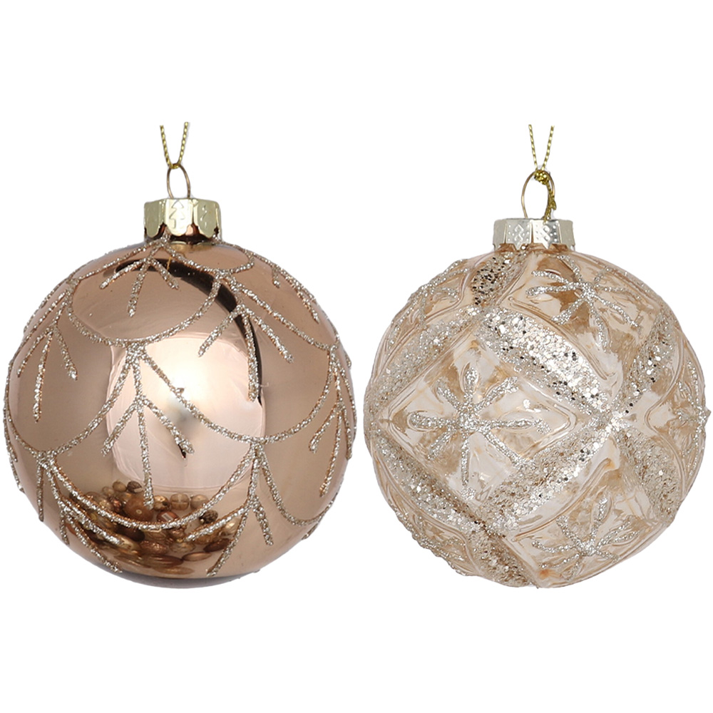 Single Decadent Bronze Copper Glitter Bauble in Assorted styles Image 1