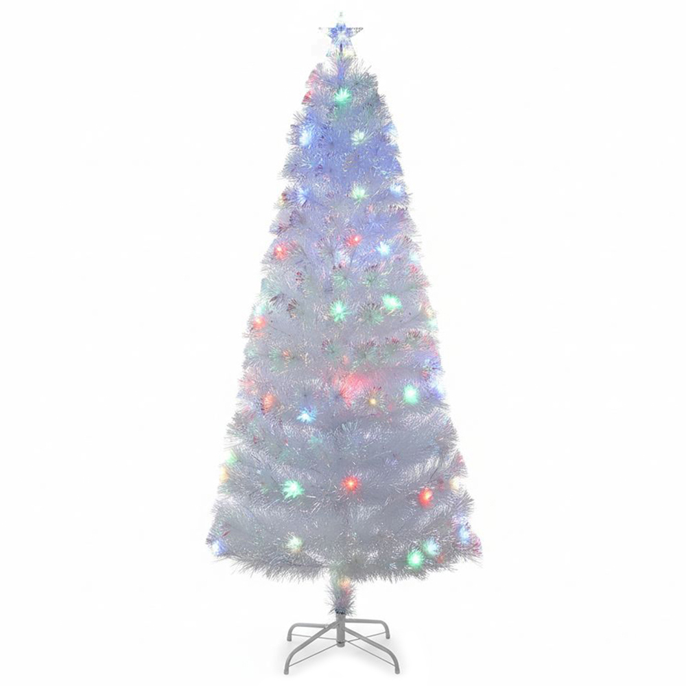 The Christmas Centre 66 Multicolour LED Iridescent White Fibre Optic Artificial Xmas Tree 7ft Image 1