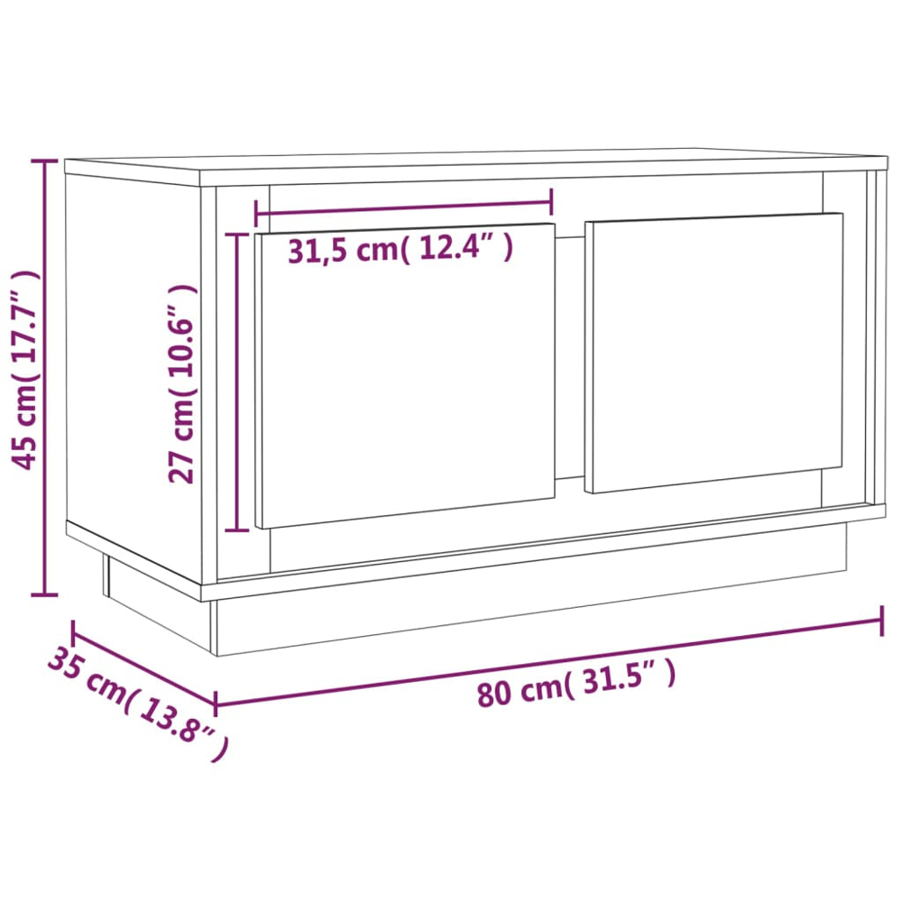vidaXL 2 Door Concrete Grey TV Cabinet Image 9