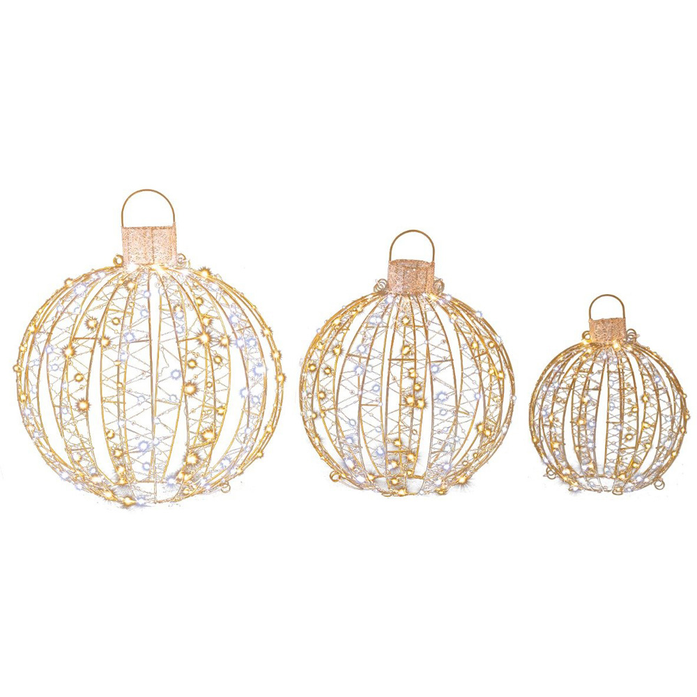 Costway Golden LED Ball Light Christmas Decoration 3 Pack Image 2