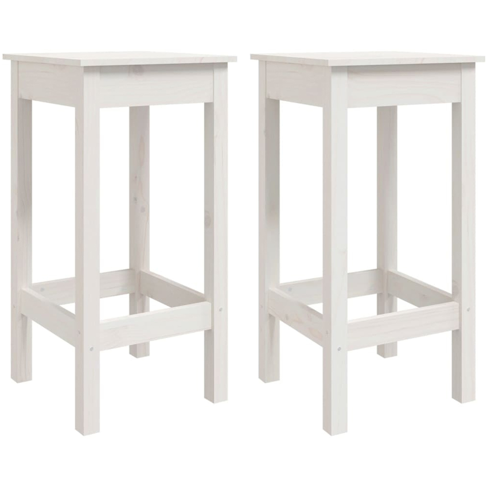 vidaXL 2 Seater White Solid Pine Wood Bar Table Set Image 4