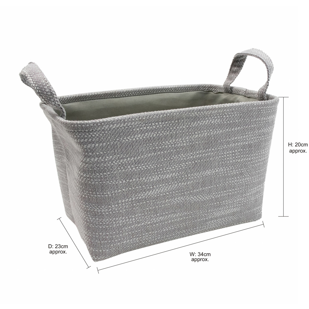 JVL Serena Light Grey Rectangular Storage Basket with Handles Image 8