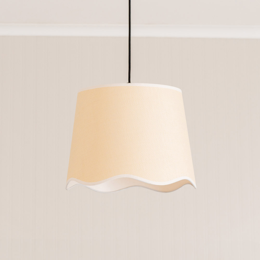 ValueLights Dutton Natural Scallop Edge Large Lamp Shade with White Trim Image 3