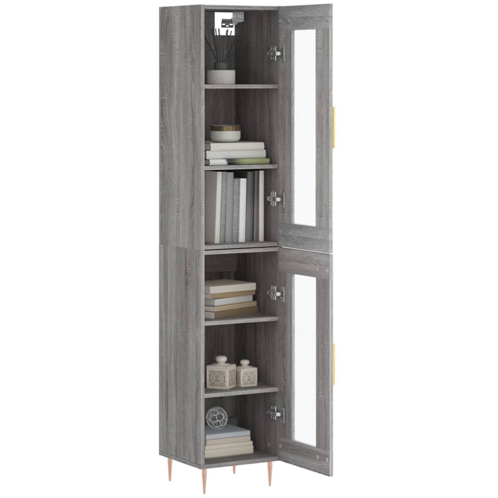 vidaXL 2 Glass Door Grey Sonoma Highboard Image 3