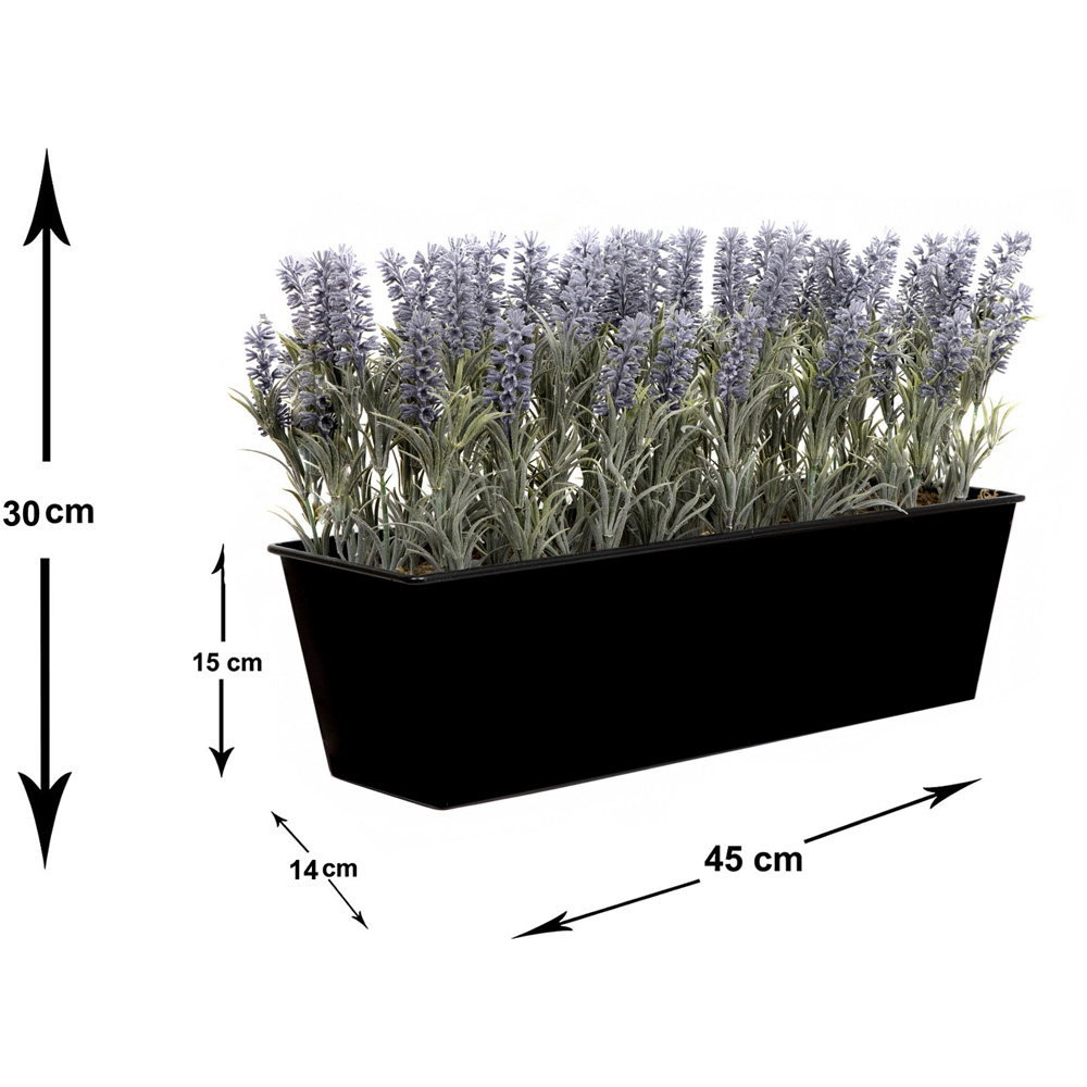 GreenBrokers Artificial Lavender Plant in Black Window Box 45cm Image 3