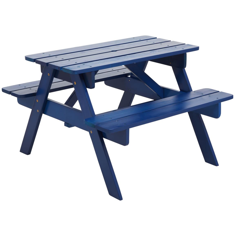 Premier Housewares Kids Brighton Wood Blue Picnic Bench Image 2