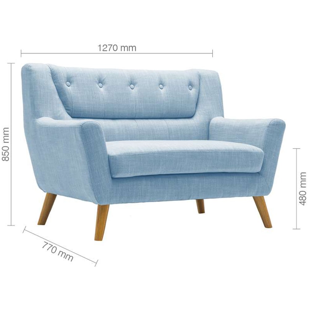 Lambeth 2 Seater Medium Duck Egg Blue Fabric Sofa Image 9