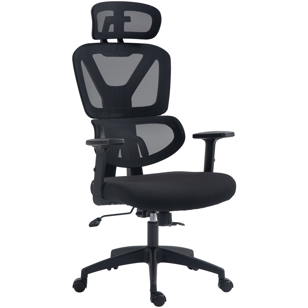 Portland Black Mesh Office Chair with Adjustable Headrest Image 2