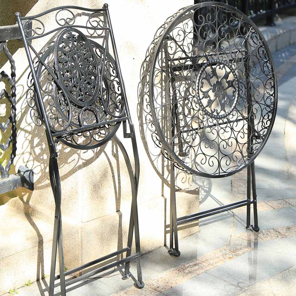 GlamHaus Catalina 2 Seater Bistro Set Black Image 7