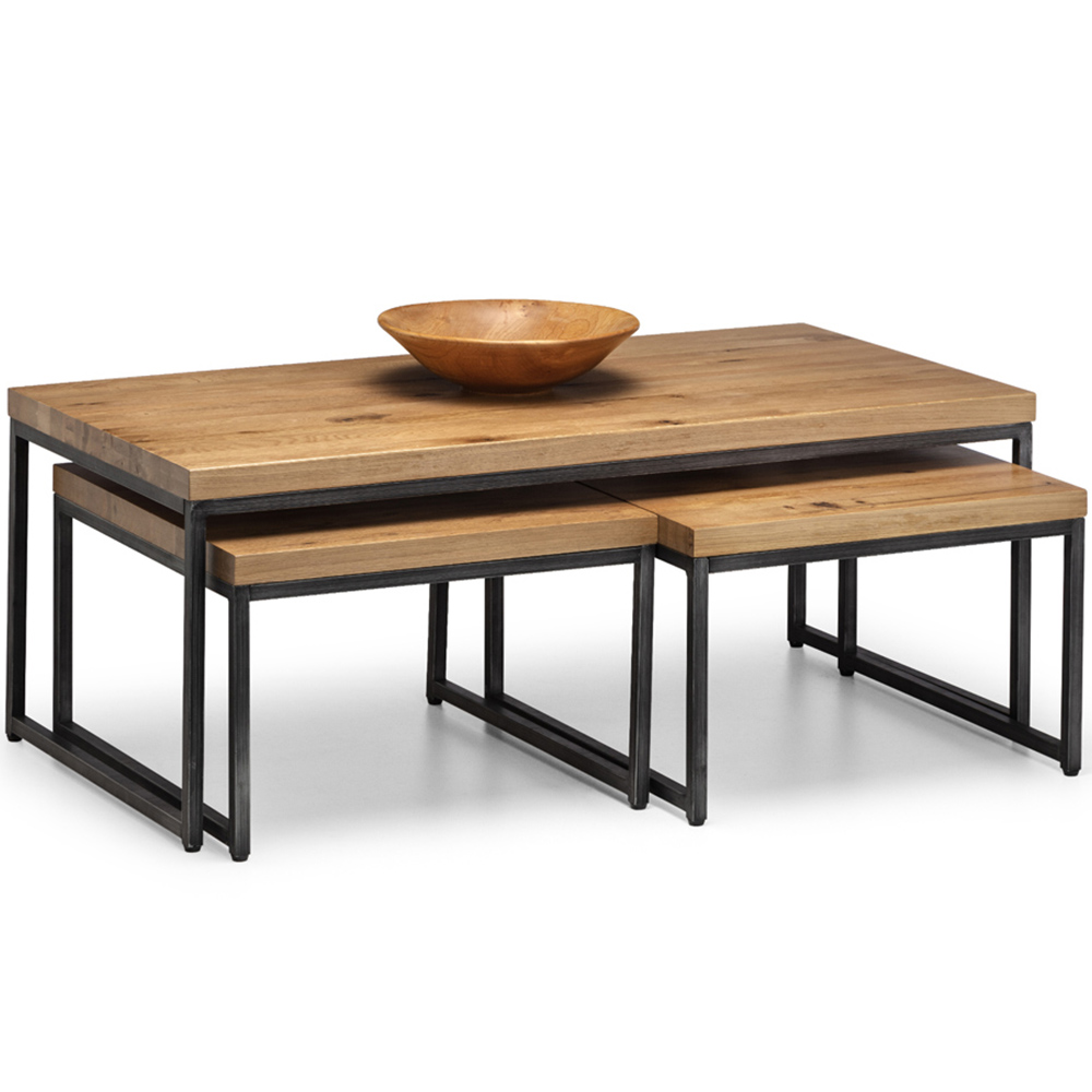 Julian Bowen Brooklyn Oak Nest of Tables Set of 3 Image 3