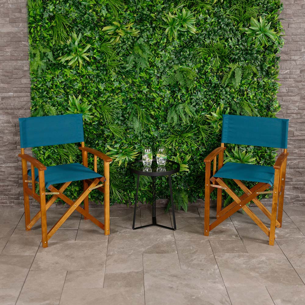 Charles Bentley FSC Eucalyptus Pair Director Chairs Teal Image 7